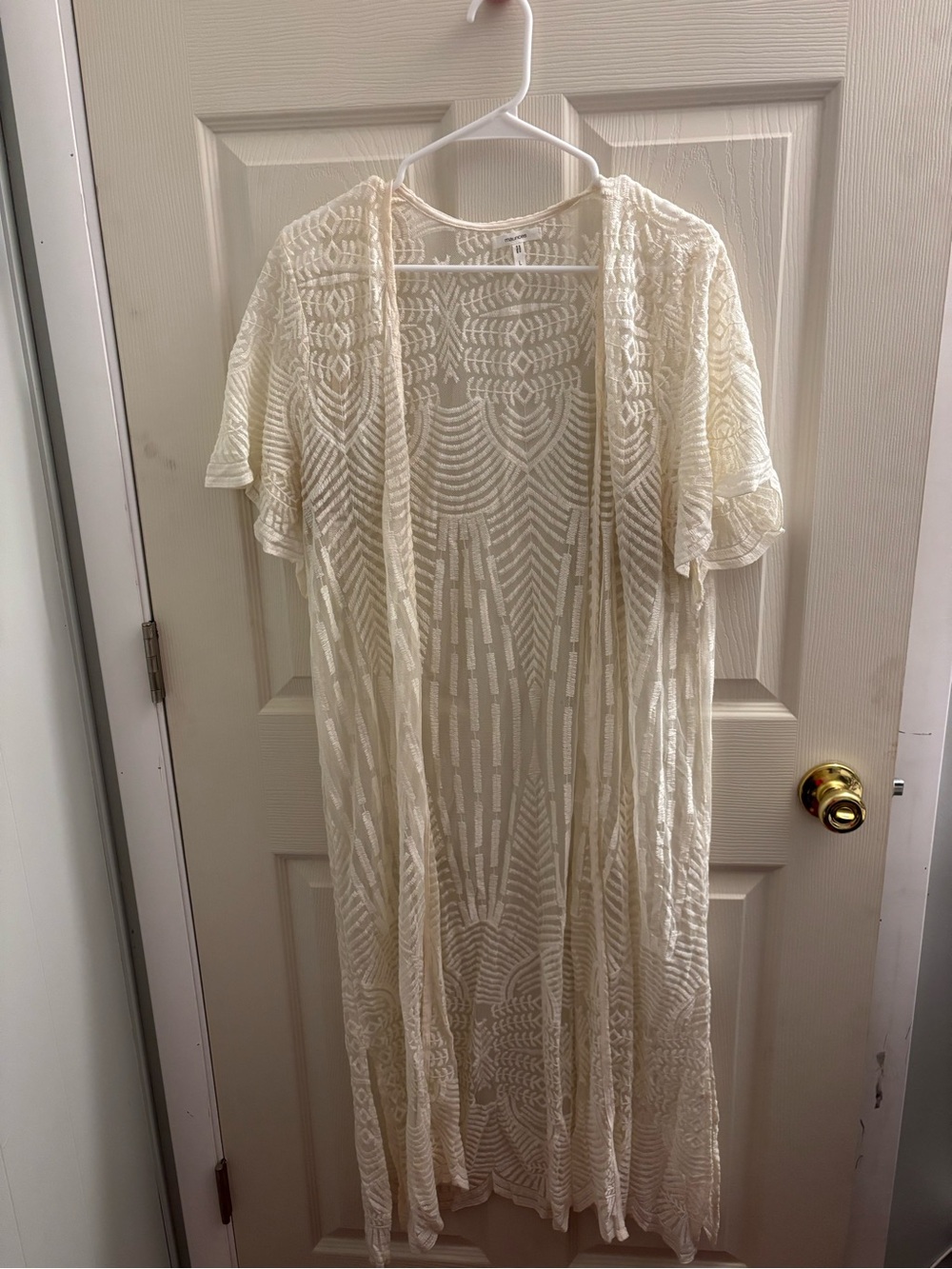 Women’s Maurice’s Cream Lace Crochet Maxi Dress Cover-Up L